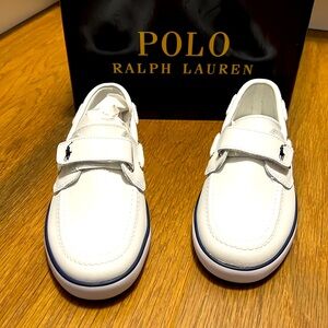 NIB White Leather Polo Boat shoes for kids